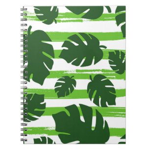 Print summer exotic jungle plant tropical palm lea notebook