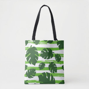Print summer exotic jungle plant tropical palm lea tote bag