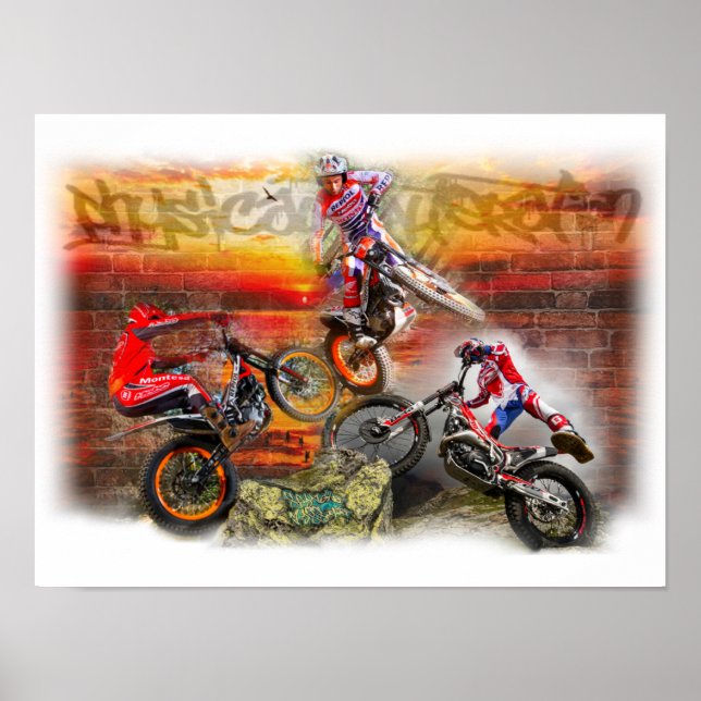 Print Trio of trial bikes (Front)