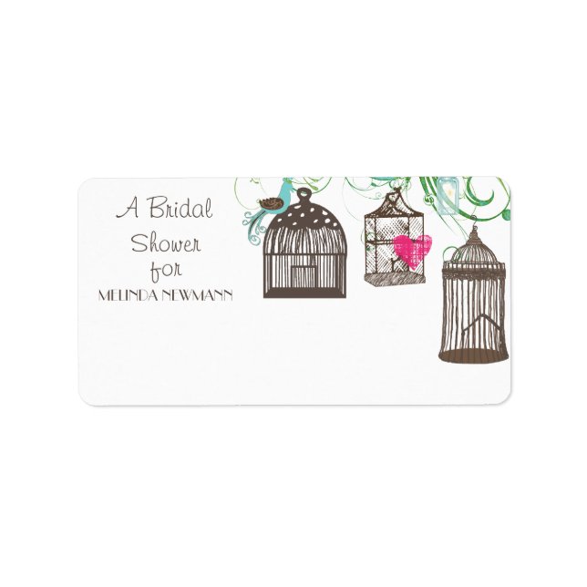 Print Your Own Bridal Shower Mod Bird Cage Label (Front)