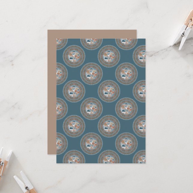 Printable Abstract Accent Ornate Polka Dot Mandala Invitation (Front/Back In Situ)