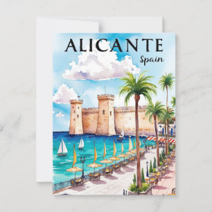 Printable Alicante Spain Travel Postcard Art