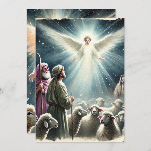 Printable Angel & Shepherds Nativity Scrapbook Invitation (Front/Back)