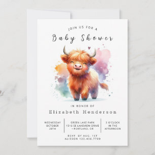  Printable Animal Whimsy Cow Baby Shower Invitation