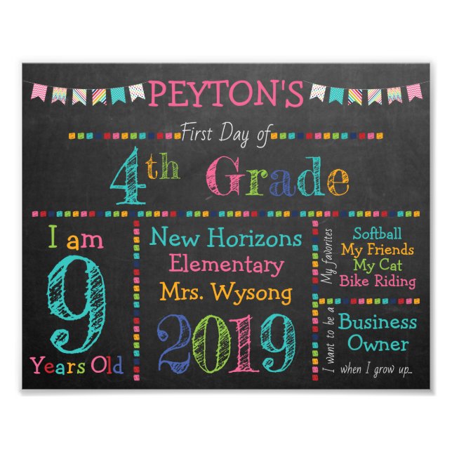 Printable Back to School Signs - All Grades Custom (Front)