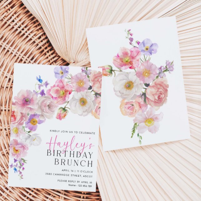 Printable Birthday Brunch Invitation Wildflowers  (Creator Uploaded)