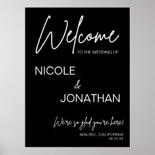 Printable Black Modern Wedding Welcome Sign