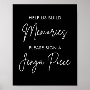 Printable Black Wedding Jenga Guest Book Sign