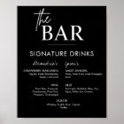 Printable Black Wedding Signature Drinks Bar Menu