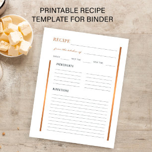 PRINTABLE blank kitchen recipe template for binder Poster