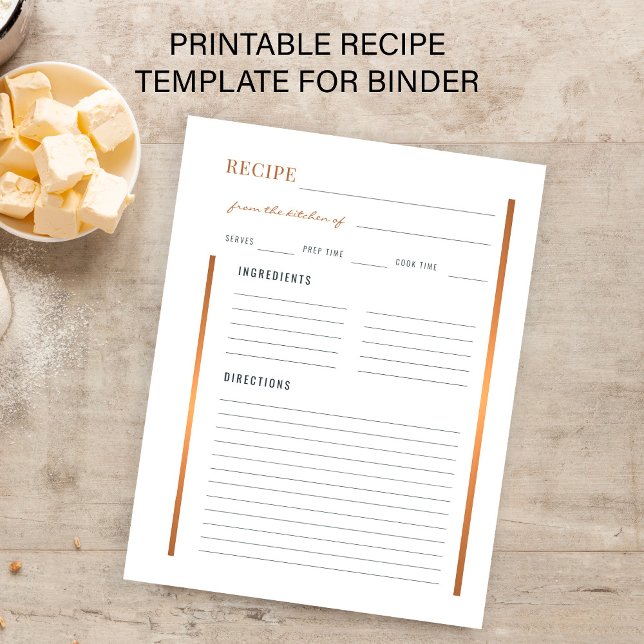 PRINTABLE blank kitchen recipe template for binder Poster (Creator Uploaded)