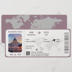 Printable Boarding Pass Airline Ticket Card