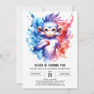 Printable Bohemian Monkey Birthday Invitation