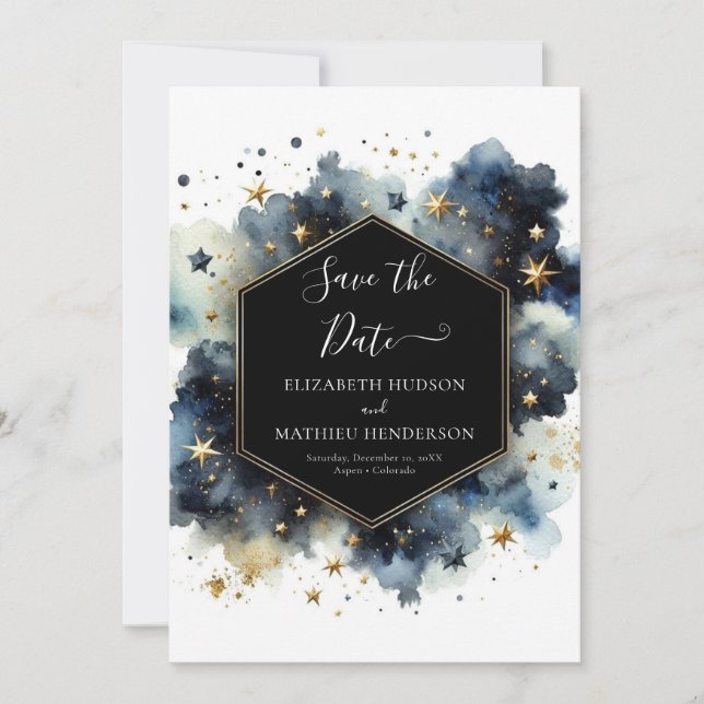 Printable Boho Celestial Wedding Save The Date (Front)