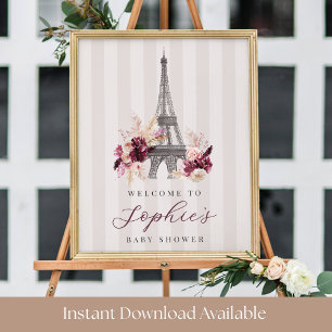 Printable Bonjour Bébé Baby Shower Welcome Sign