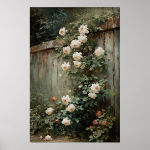 Printable Bunch Roses Wall Art, Antique Spring Poster