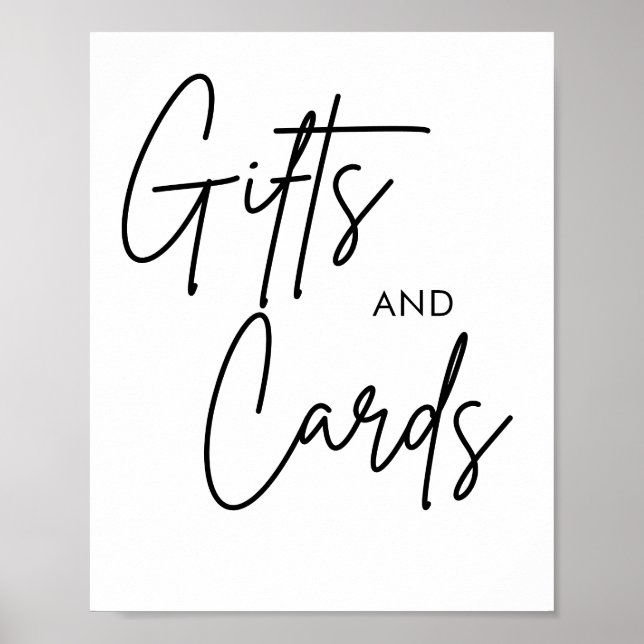 Printable Calligraphy Wedding Cards and Gifts Sign (Front)