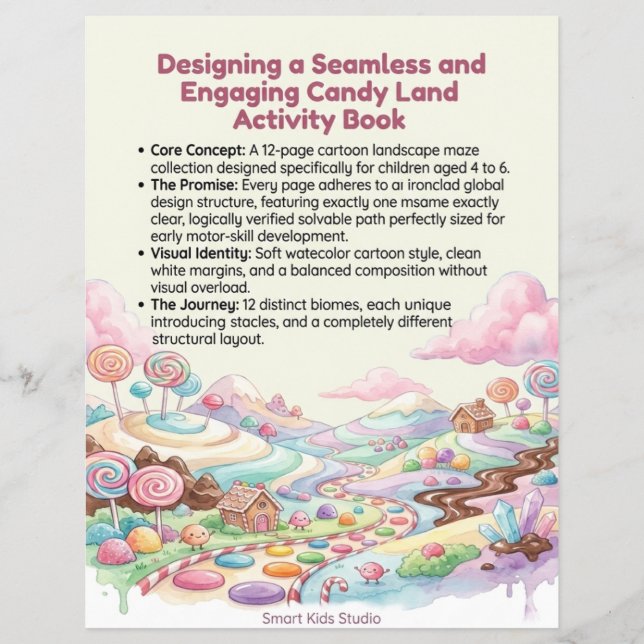 Printable Candy Land Maze Activity Book for Kids - Flyer (Front)