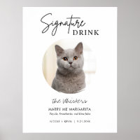 Printable Cat Wedding Signature Drinks Bar Sign