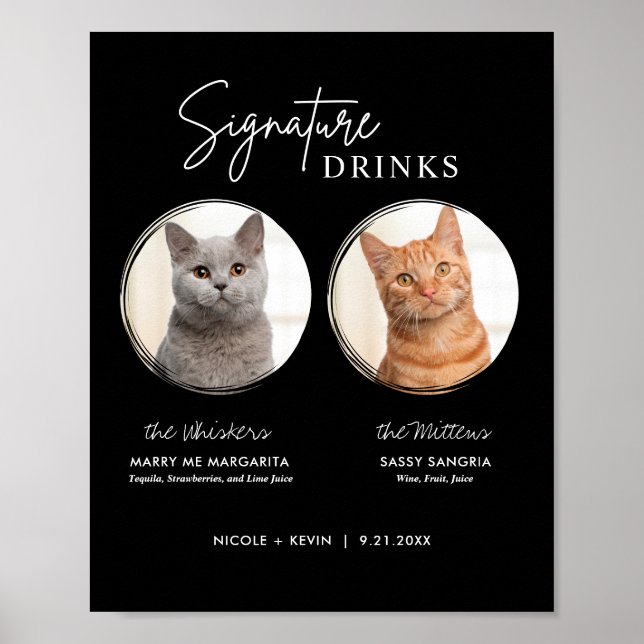 Printable Cat Wedding Signature Drinks Bar Sign (Front)