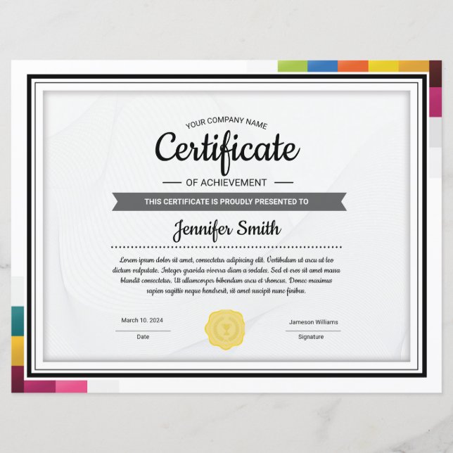 Printable Certificate Template (Front)