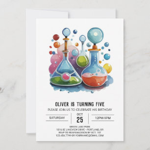 Printable Chemical Whimsy Scientist Birthday Invitation