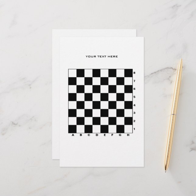 Printable chess board with numbers and letters stationery (Front/Back In Situ)