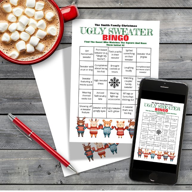 Printable Christmas Bingo-Ugly Sweater Party Game Invitation (Creator Uploaded)