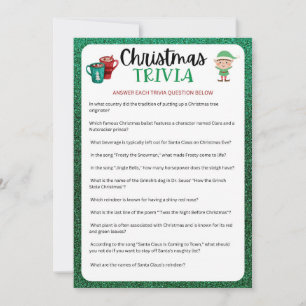 Printable Christmas Game Christmas Trivia Game Holiday Card