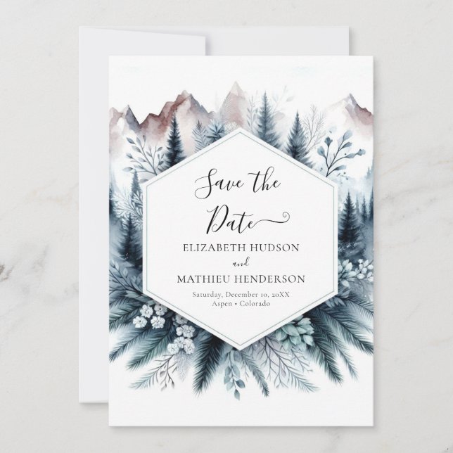 Printable Classic Mountain Wedding Save The Date (Front)