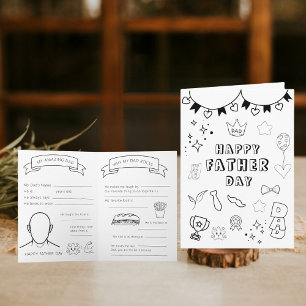 Printable Colouring Happy Father's Day Card