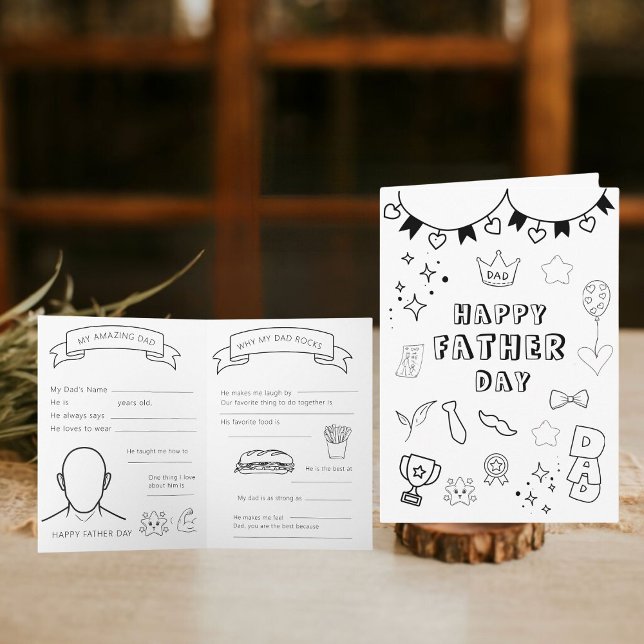Printable Colouring Happy Father's Day Card (Create unforgettable memories with our DIY Father's Day Coloring Card)