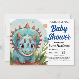 Printable Custom Whimsical Dinosaur Baby Shower Invitation