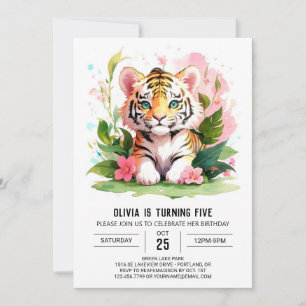 Printable Cute Tiger Birthday Invitation