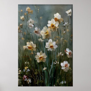 Printable Daffodils Wall Art, Antique Spring Poster