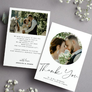 Printable digital 2 photo wedding thank you card 