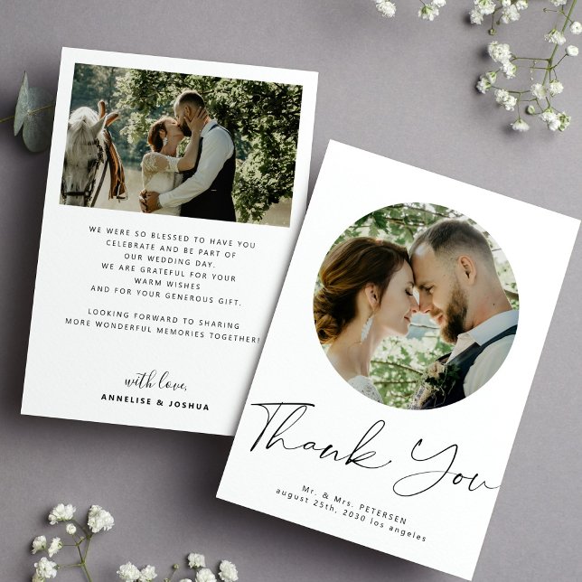 Printable digital 2 photo wedding thank you card  (Creator Uploaded)