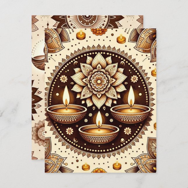 Printable Diwali Gold & Bronze Scrapbook Paper Invitation (Front/Back)