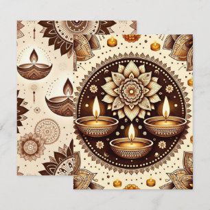 Printable Diwali Gold & Bronze Scrapbook Paper Invitation