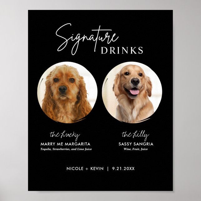 Printable Dog Signature Drinks Wedding Bar Sign (Front)
