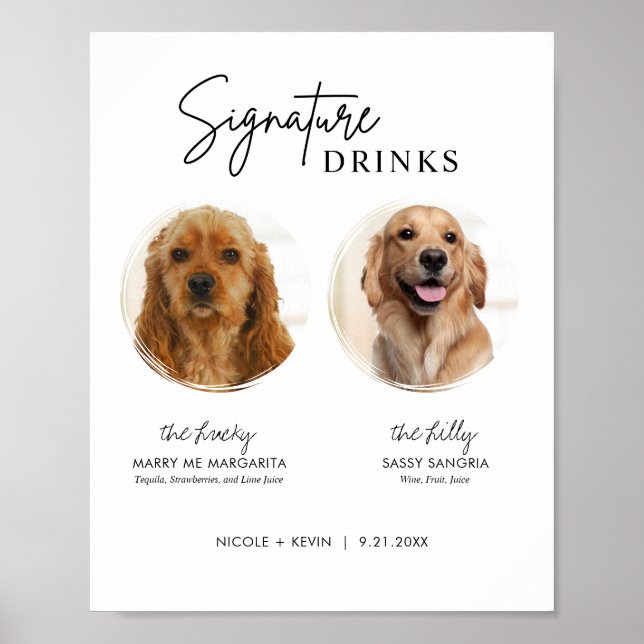 Printable Dog Signature Drinks Wedding Bar Sign (Front)
