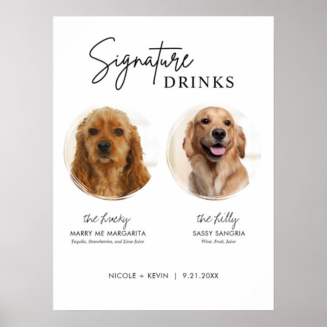 Printable Dog Signature Drinks Wedding Bar Sign (Front)