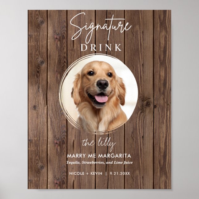 Printable Dog Wedding Signature Drinks Bar Sign (Front)