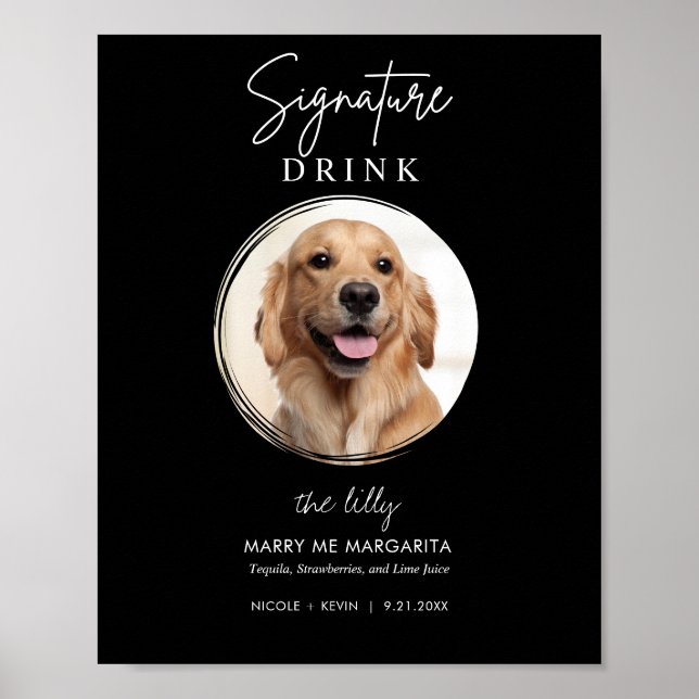Printable Dog Wedding Signature Drinks Bar Sign (Front)