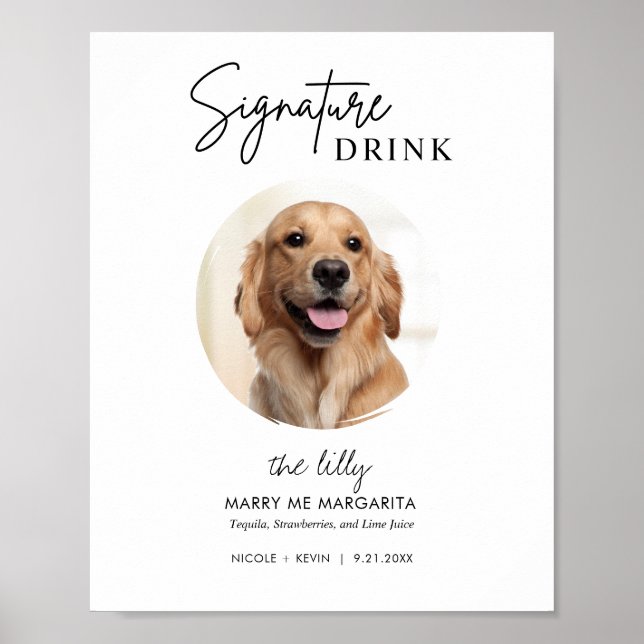 Printable Dog Wedding Signature Drinks Sign (Front)