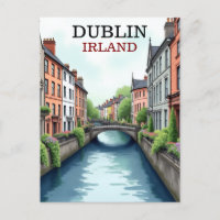 Printable Dublin Ireland Travel Art Vintage