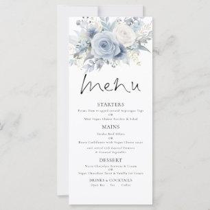 Printable Dusty Blue FloralsWedding Thank You Menu