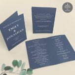 Printable Dusty Navy Church Folded Wedding Program<br><div class="desc">Printable Dusty Navy Blue Church Folded Wedding Program. Available digitally and printed. A simplistic,  fully customisable design. Easily personalise to your own details and change text and background colours if you so wish to match your wedding theme via the edit further option.</div>