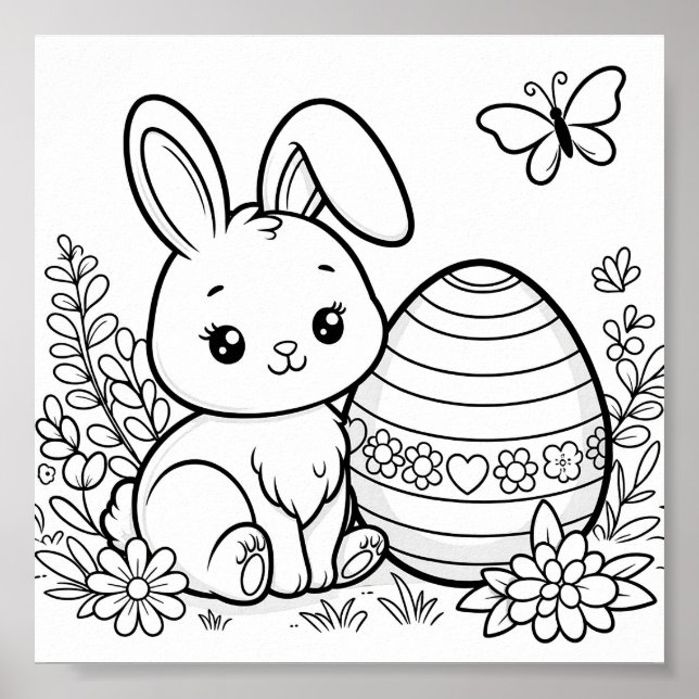 Printable Easter Colouring Pages For Kids Poster (Front)