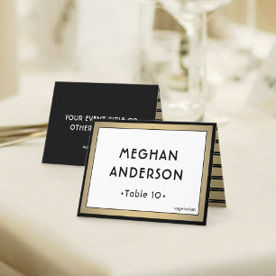 Printable Escort Card - Modern Black and Gold
